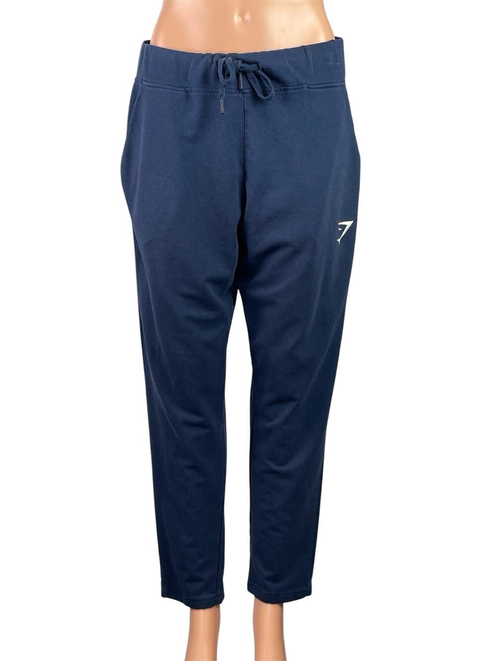 Gymshark Arrival Woven Womens Blue Elastic High Waist Straight Jogger Pants M